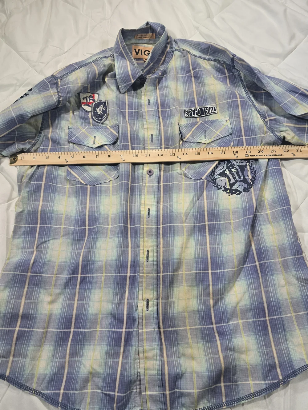 Vintage Heroic Rescue Blue Plaid Men’s Shirt Size Medium